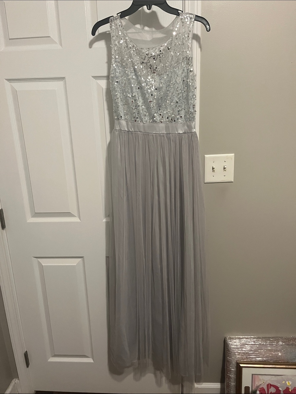 Silver Sequin Maxi Dress